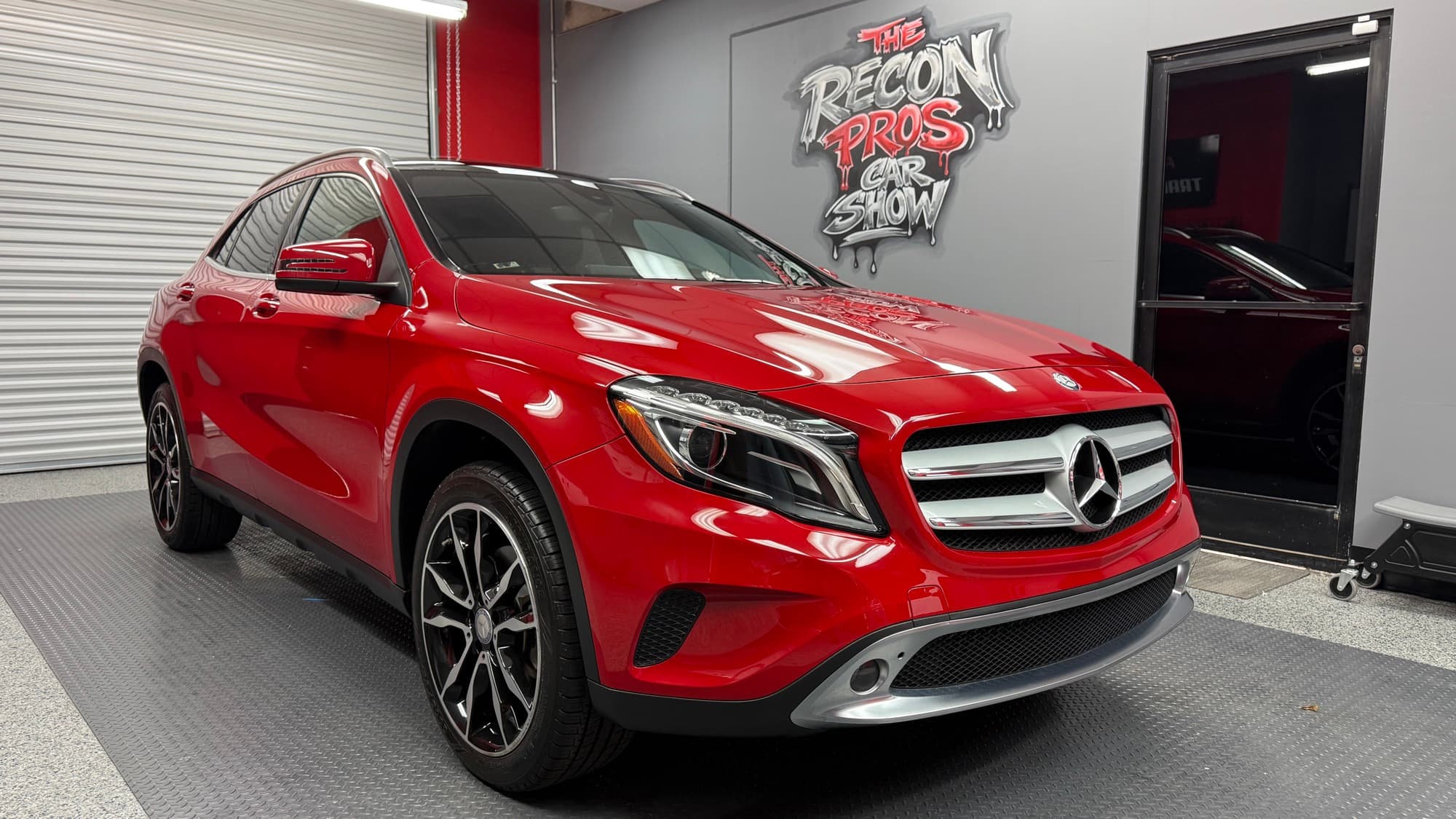 Red Mercedes-Benz GLA restored to showroom finish after full paint correction at The Recon Pros