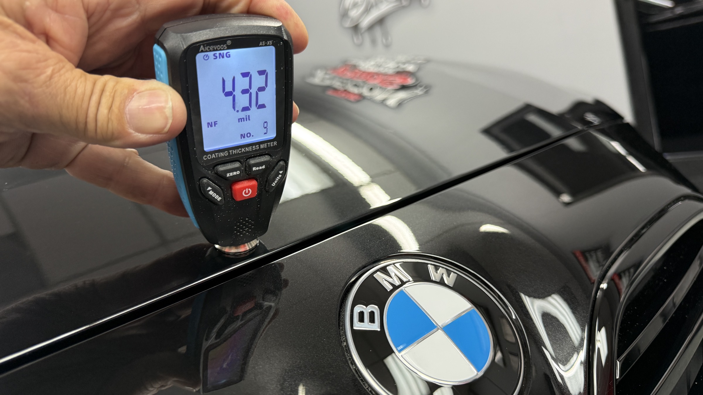 Defect inspection with paint thickness gauge under correction lighting to determine paint correction system