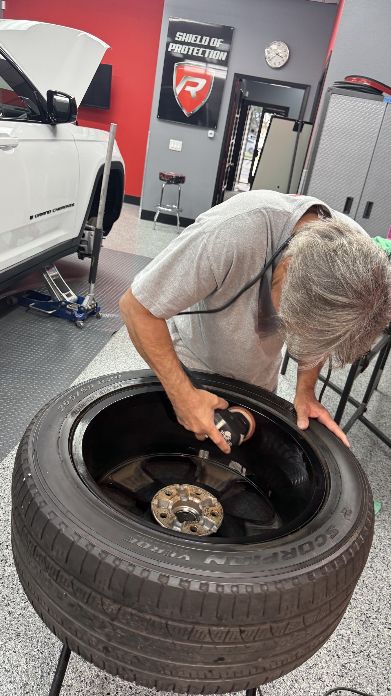 Wheels removed to be cleaned, polished and Revivify-coated for maximum wheel and caliper protection